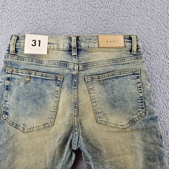mnml Jeans Mens 31 Blue Skinny Fit Distressed X146 Stretch Denim - Picture 14 of 16